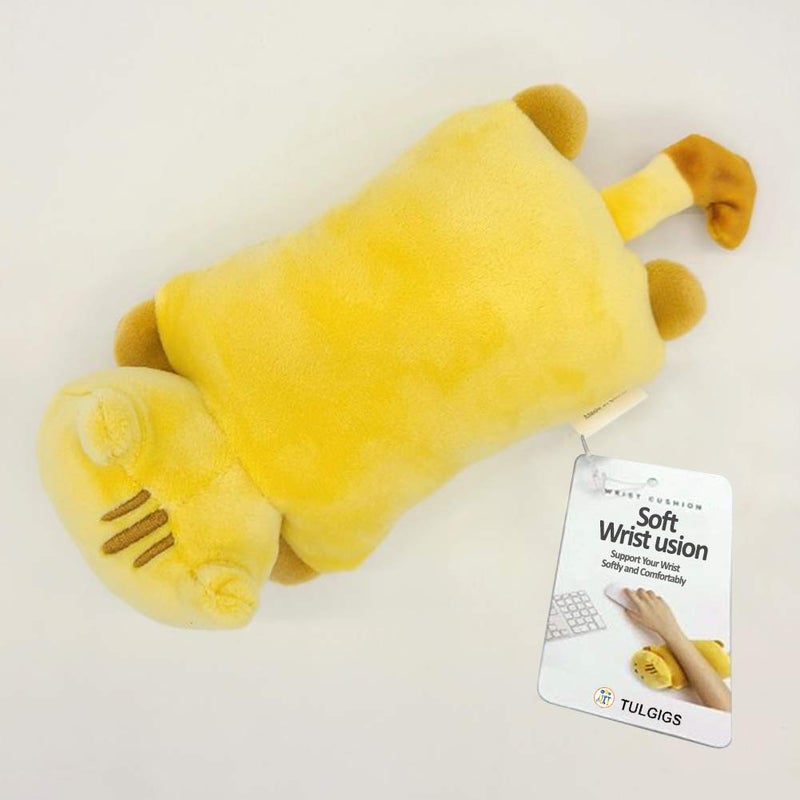 TULGIGS Soft Cute Cat Character Wrist Rest Cushion for Computer Mouse for Pain Relief of Tendinitis, Carpal Tunnel,and Forearm Discomfort (Yellow Mimi) - Image 2
